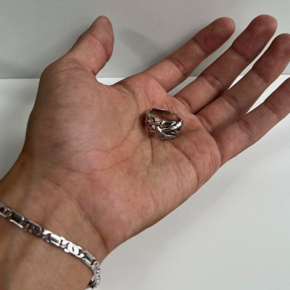 Y2K 2000s vintage retro style silver goth emo unique thorn ring - Picture 8 of 8